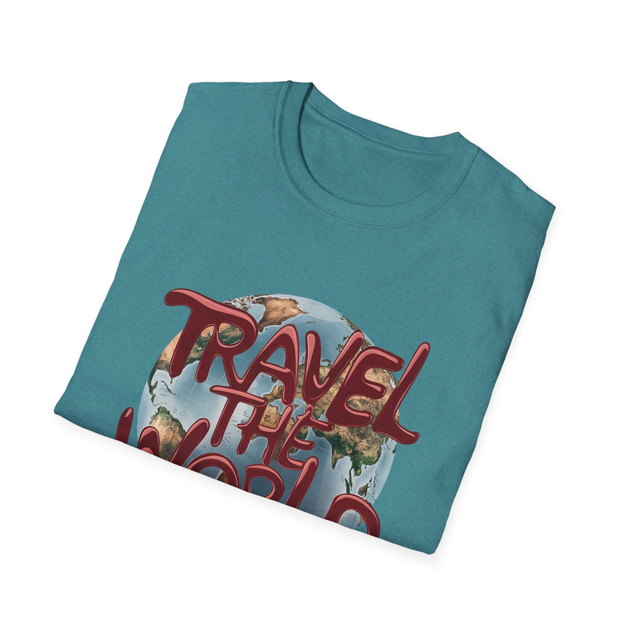 Travel the World Unisex Softstyle Short Sleeve Printed T-Shirt