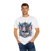 Unisex Garment-Dyed  Short Sleeve Freedom Rings Printed T-shirt