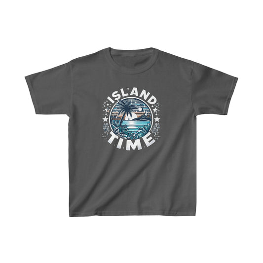 Kids Island Time Cotton Crew Neck  Printed T-Shirt Gildan