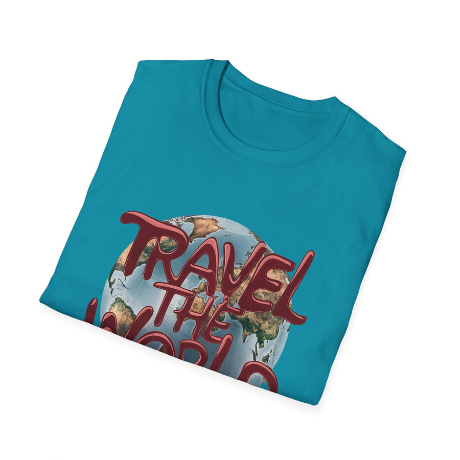 Travel the World Unisex Softstyle Short Sleeve Printed T-Shirt