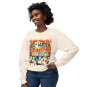 Unisex Lightweight Crewneck Chest Print Long Sleeve  Sweatshirt