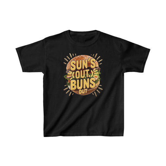 Kids Sun Out Buns Out Heavy Cotton Crew Neck  Printed T-Shirt Gildan