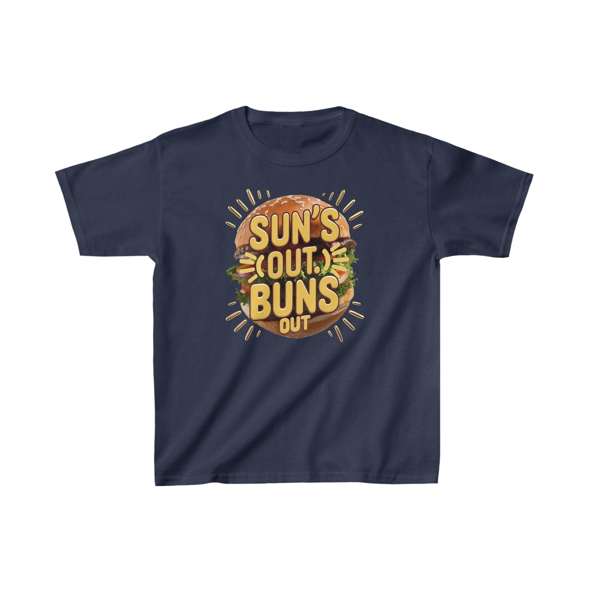 Kids Sun Out Buns Out Heavy Cotton Crew Neck  Printed T-Shirt Gildan