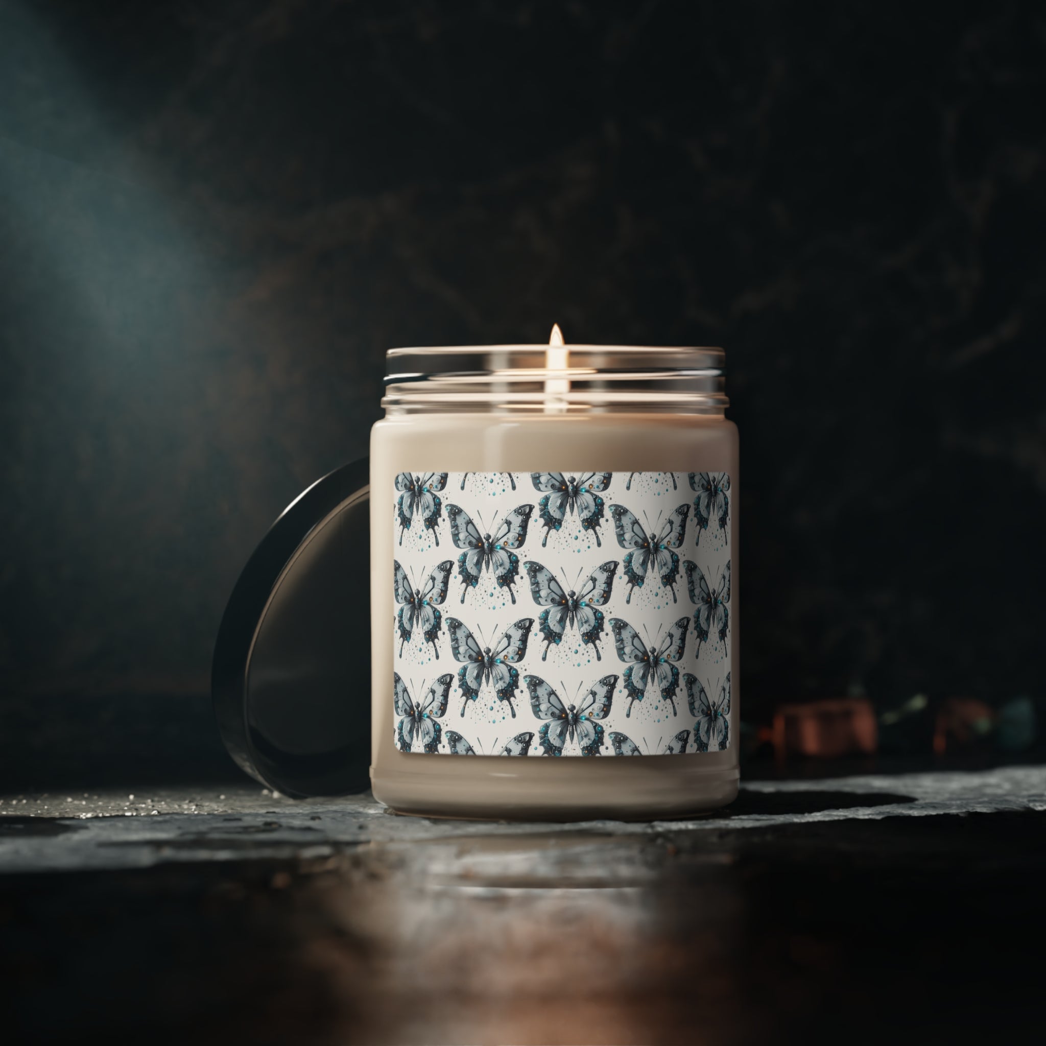 Robotic Butterfly Printed Scented Soy Candle, 9oz