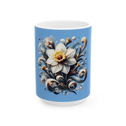 Flowers Printed Ceramic Mug, (11oz, 15oz)