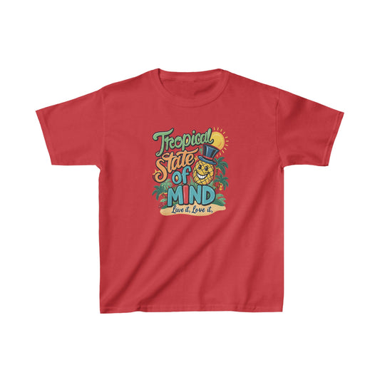 Kids Tropical State Heavy Cotton Crew Neck  Printed T-Shirt Gildan