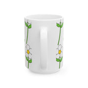 White Flower Printed Ceramic Mug, (11oz, 15oz)