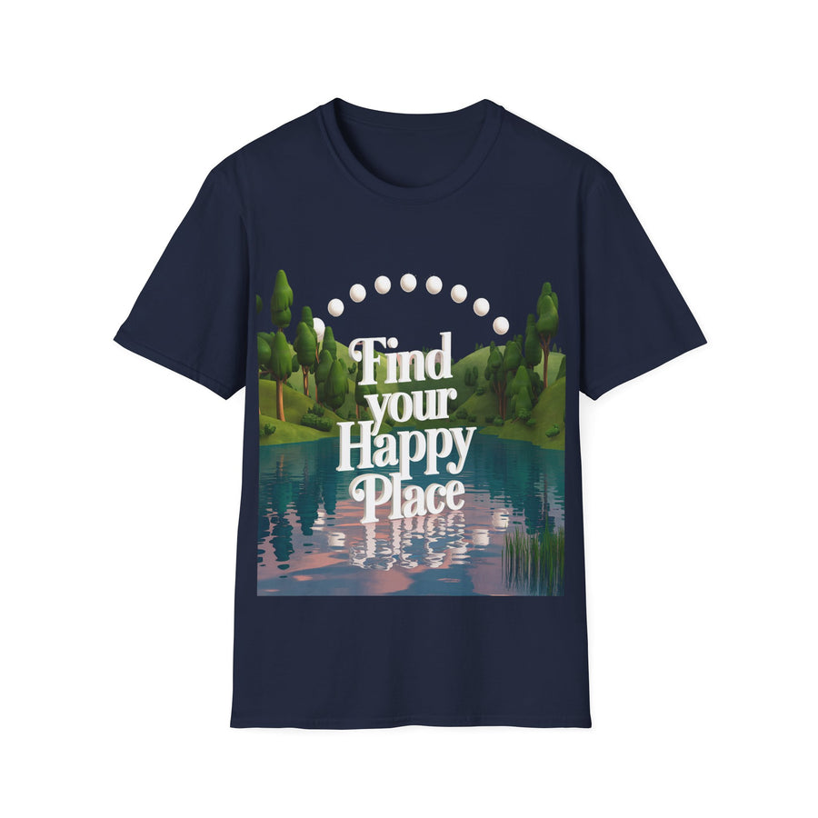 Happy Place Printed  Unisex Softstyle Crew Neck T-Shirt