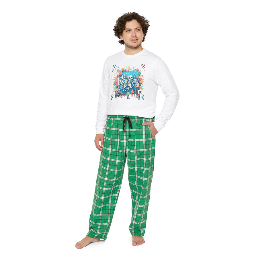 Men's Long Sleeve Round Neck Chest Print Pajama Set