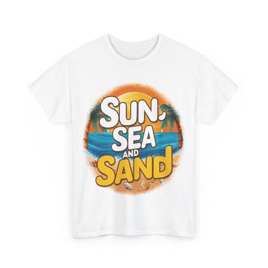 Gildan Sun Sea and Sand Printed Unisex Heavy Cotton Short Sleeve Tee