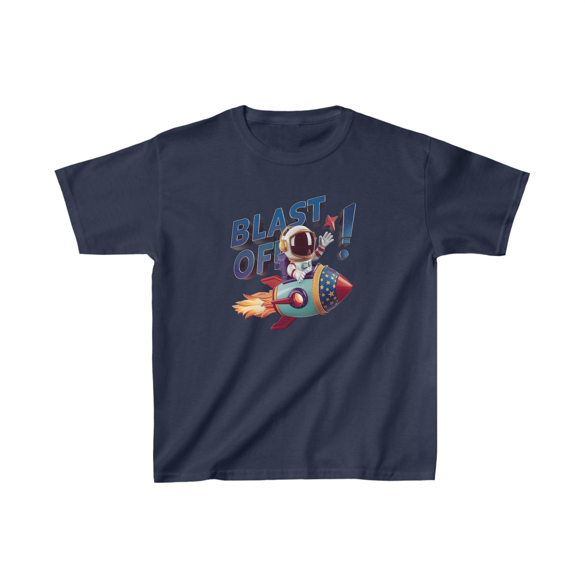 Kids Heavy Cotton Short Sleeve Blast Off Printed Tee