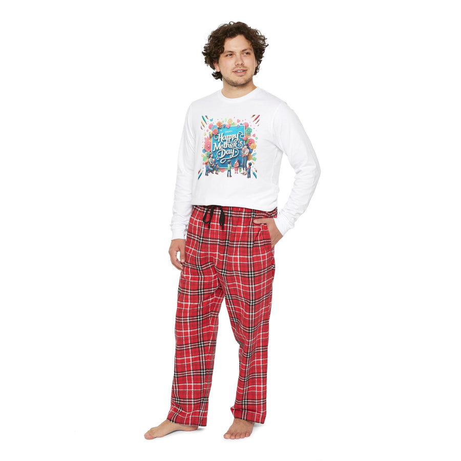 Men's Long Sleeve Round Neck Chest Print Pajama Set