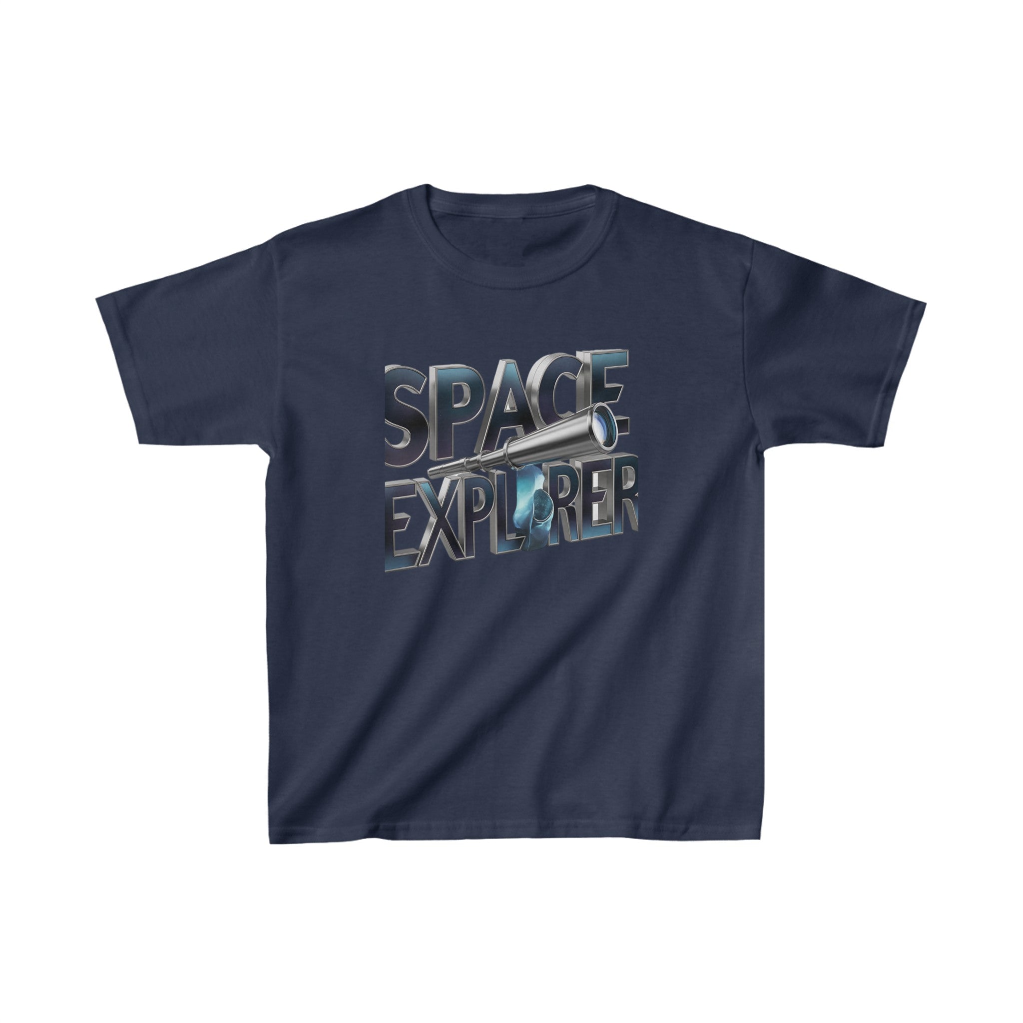 Kids Heavy Cotton Short Sleeve Space Explorer Printed Tee