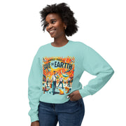 Unisex Lightweight Crewneck Chest Print Long Sleeve  Sweatshirt