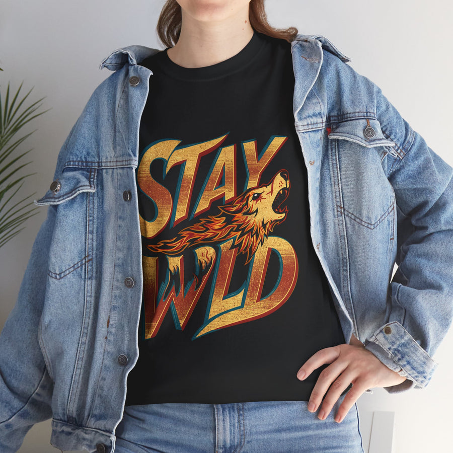 Gildan Stay Wild Unisex Heavy Printed Short Sleeve Cotton Tee