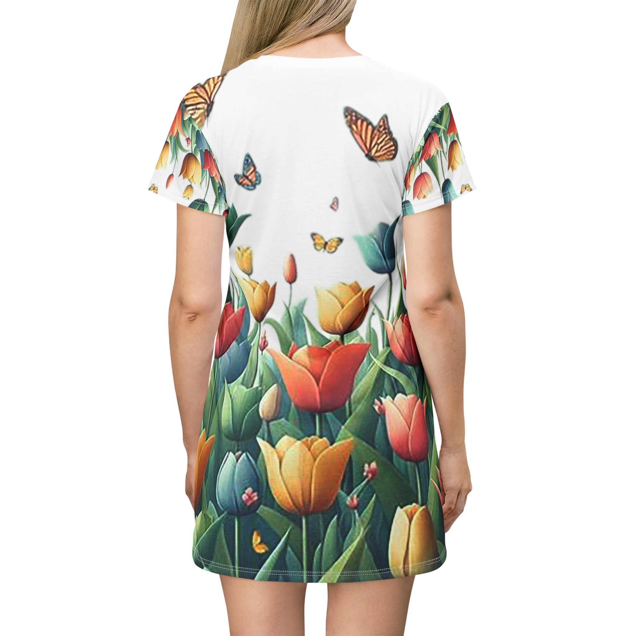 Generic Brand Floral Design T-Shirt Dress (AOP)