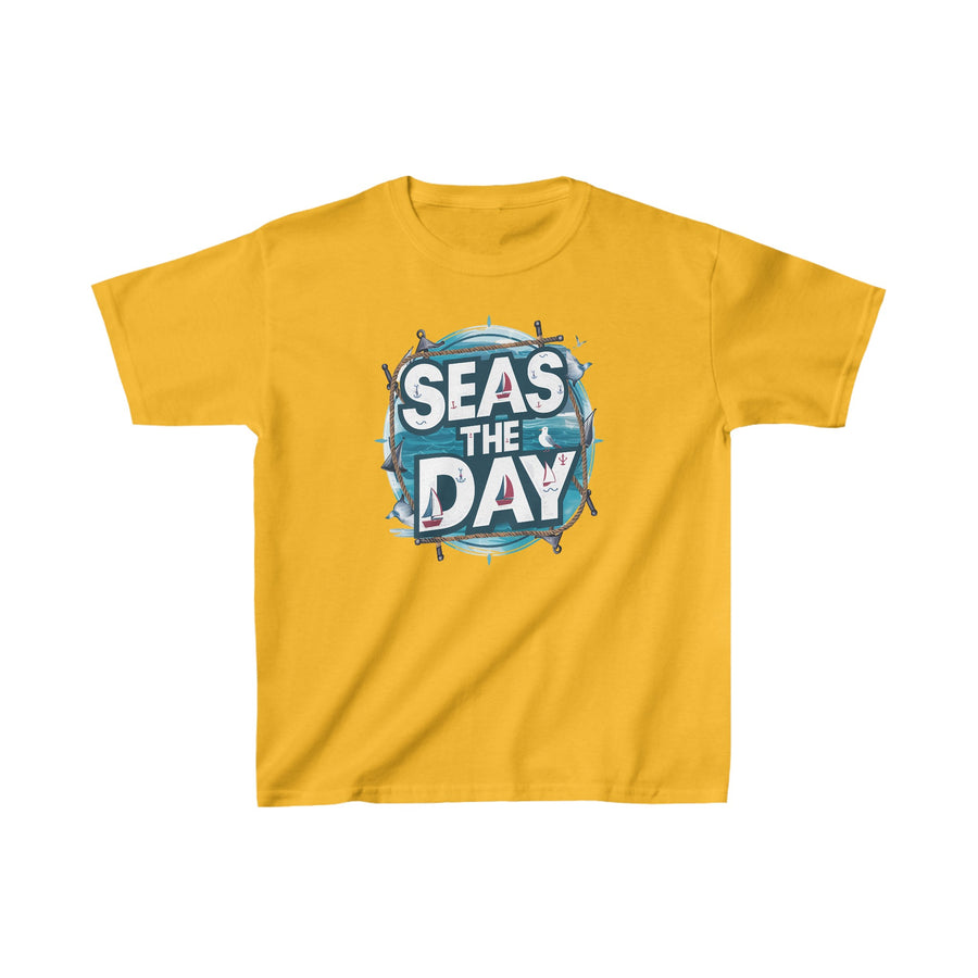 Kids Seas the Day Heavy Cotton Crew Neck  Printed T-Shirt Gildan