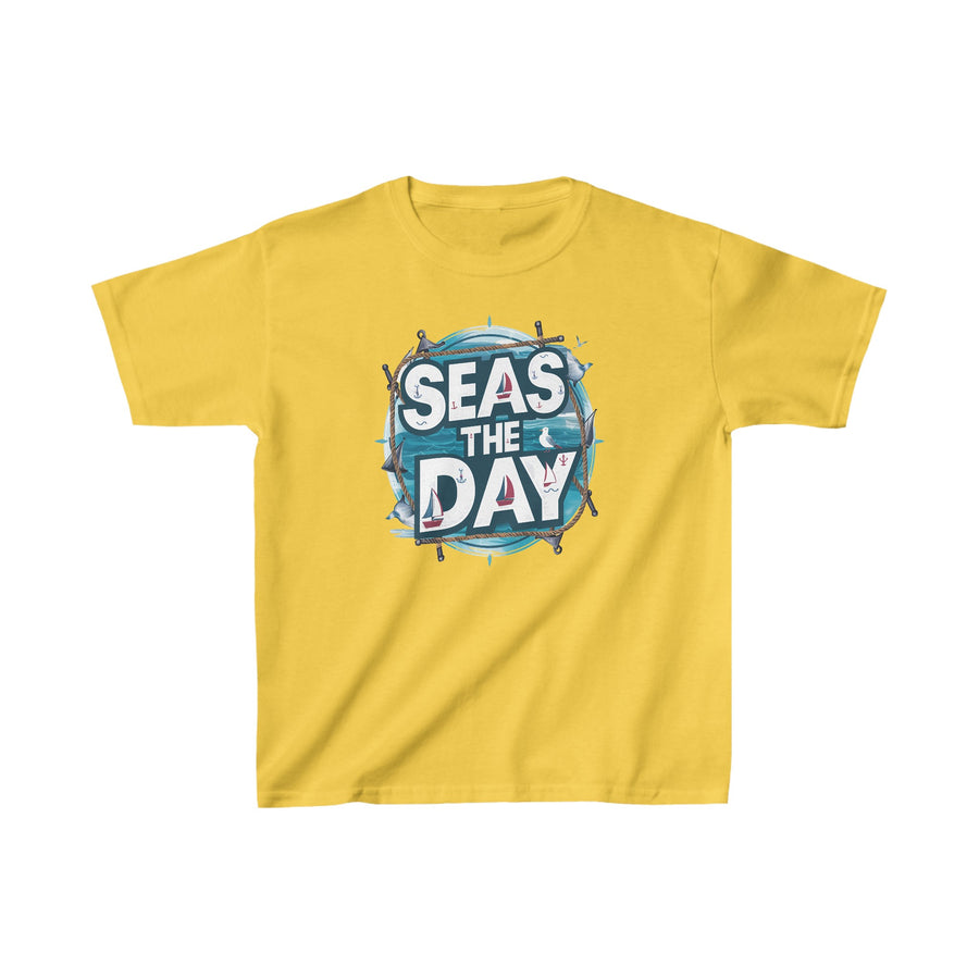 Kids Seas the Day Heavy Cotton Crew Neck  Printed T-Shirt Gildan