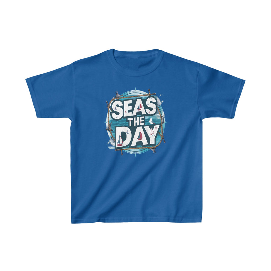 Kids Seas the Day Heavy Cotton Crew Neck  Printed T-Shirt Gildan