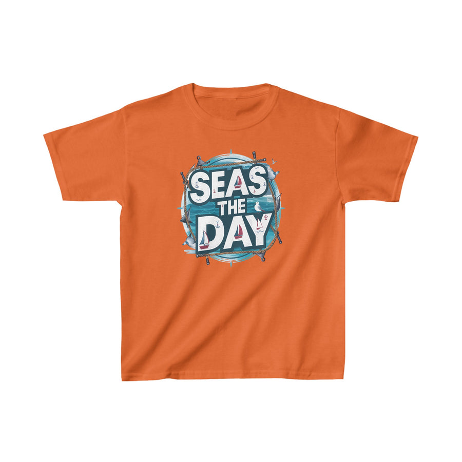 Kids Seas the Day Heavy Cotton Crew Neck  Printed T-Shirt Gildan