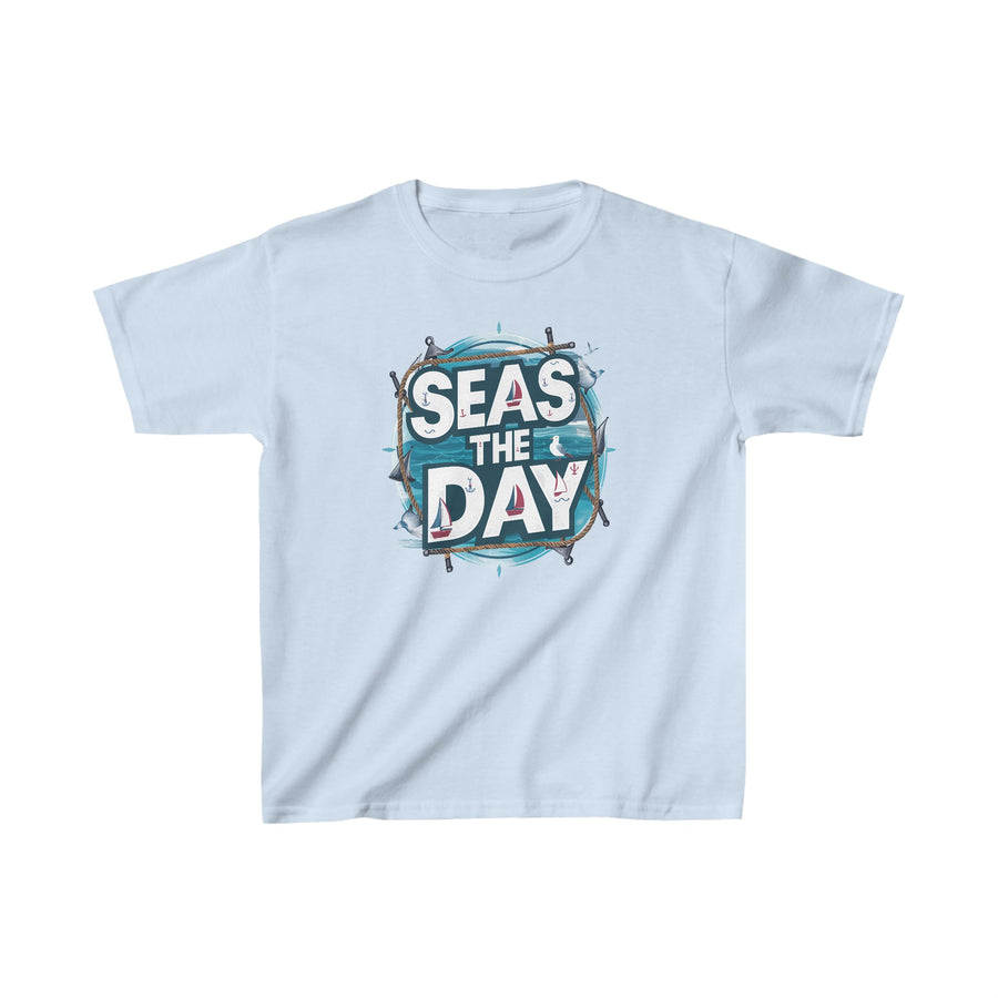 Kids Seas the Day Heavy Cotton Crew Neck  Printed T-Shirt Gildan