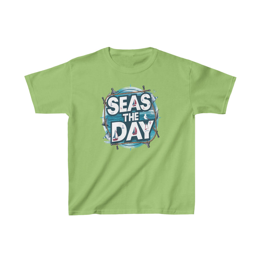 Kids Seas the Day Heavy Cotton Crew Neck  Printed T-Shirt Gildan