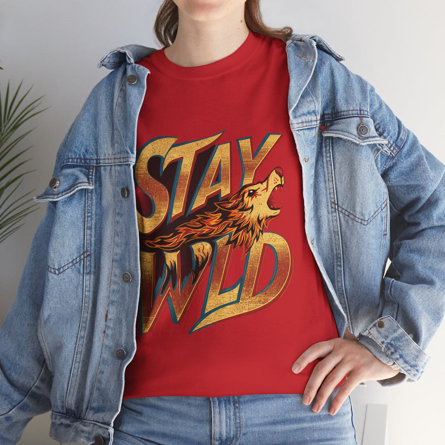 Gildan Stay Wild Unisex Heavy Printed Short Sleeve Cotton Tee