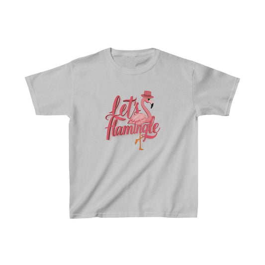 Kids Lets' Flamingle  Heavy Cotton Crew Neck  Printed T-Shirt