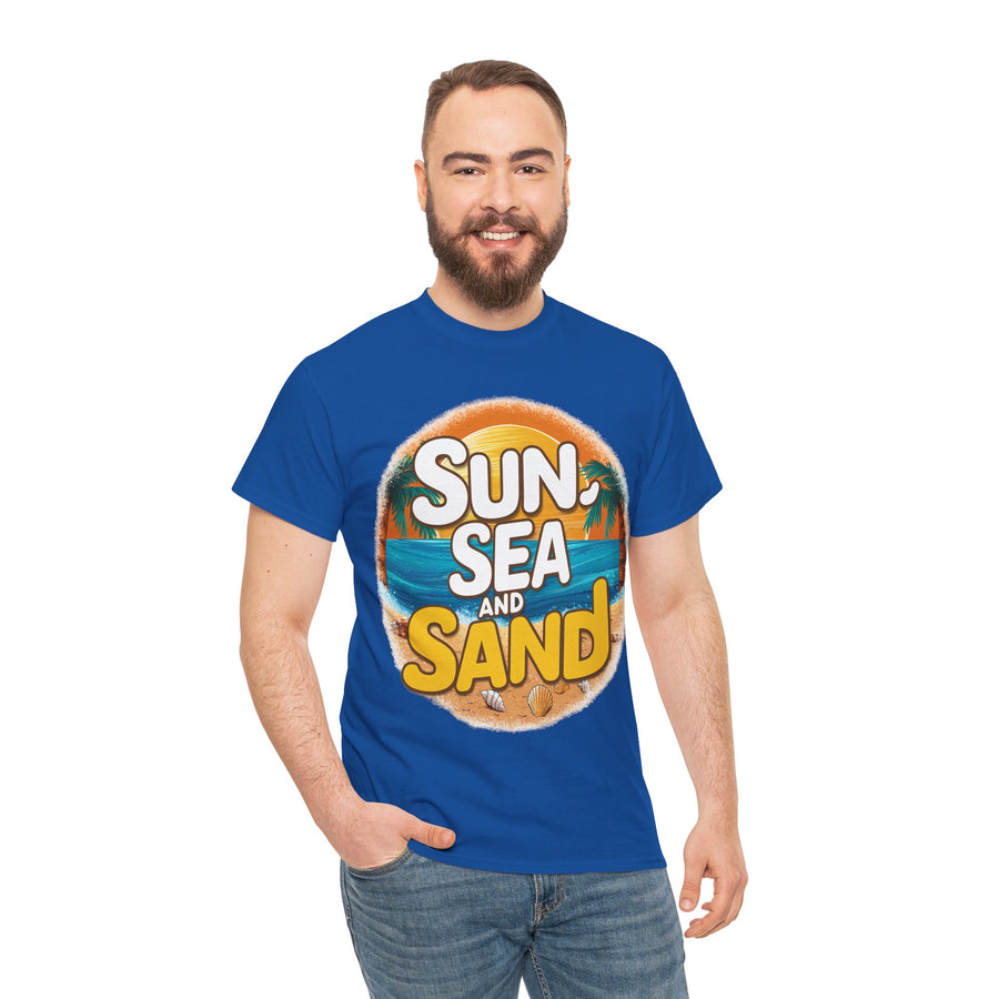 Gildan Sun Sea and Sand Printed Unisex Heavy Cotton Short Sleeve Tee