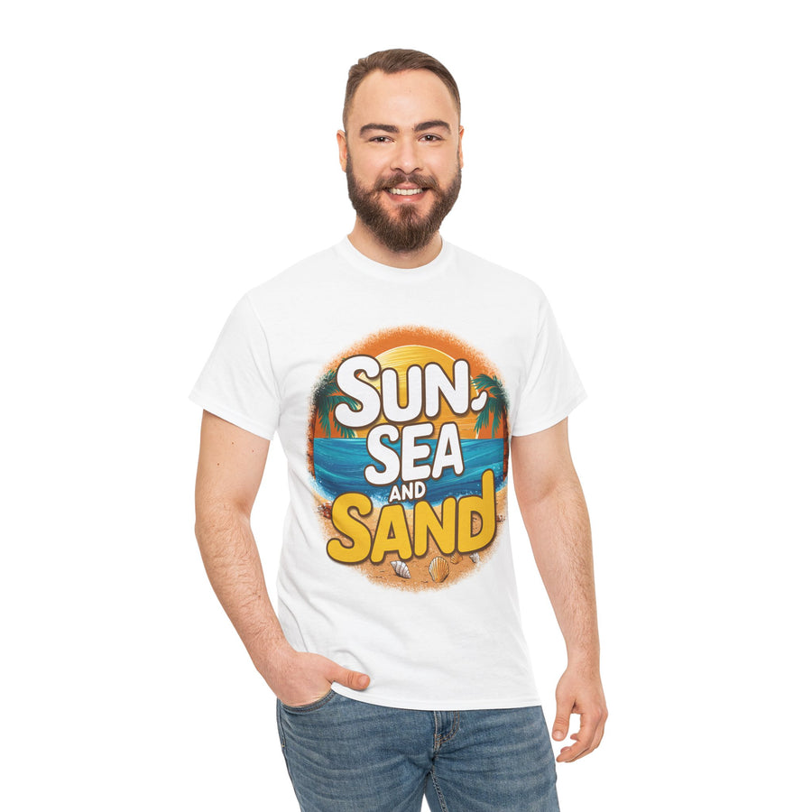 Gildan Sun Sea and Sand Printed Unisex Heavy Cotton Short Sleeve Tee