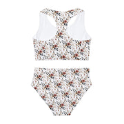 Girls Floral Design Two Piece Swimsuit (AOP)