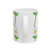 White Flower Printed Ceramic Mug, (11oz, 15oz)