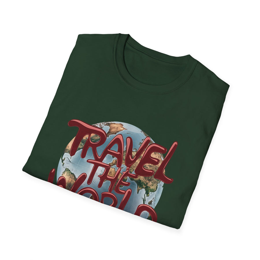 Travel the World Unisex Softstyle Short Sleeve Printed T-Shirt