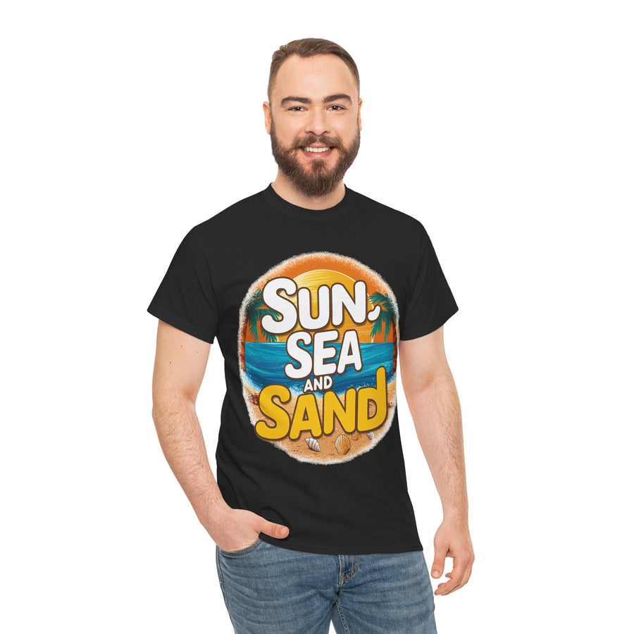 Gildan Sun Sea and Sand Printed Unisex Heavy Cotton Short Sleeve Tee