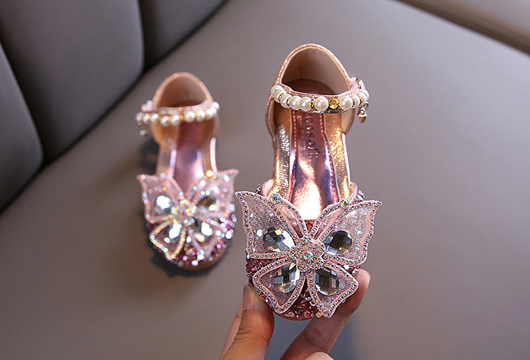 Children High Heel Glitter Crystal Sandals