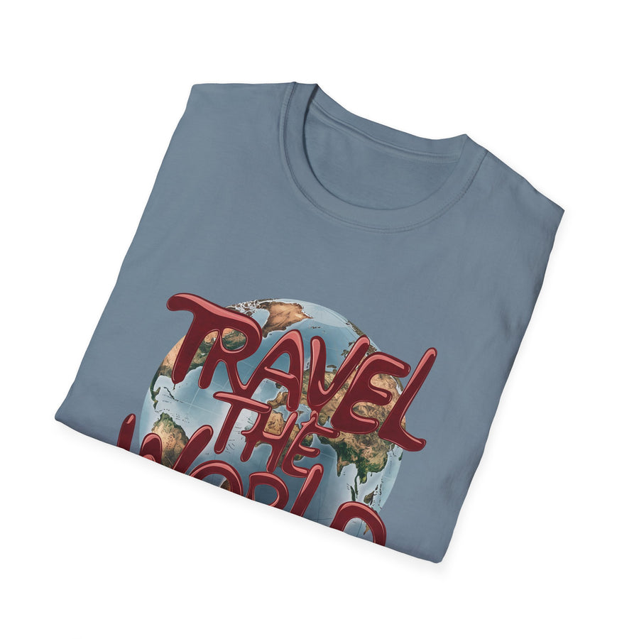 Travel the World Unisex Softstyle Short Sleeve Printed T-Shirt