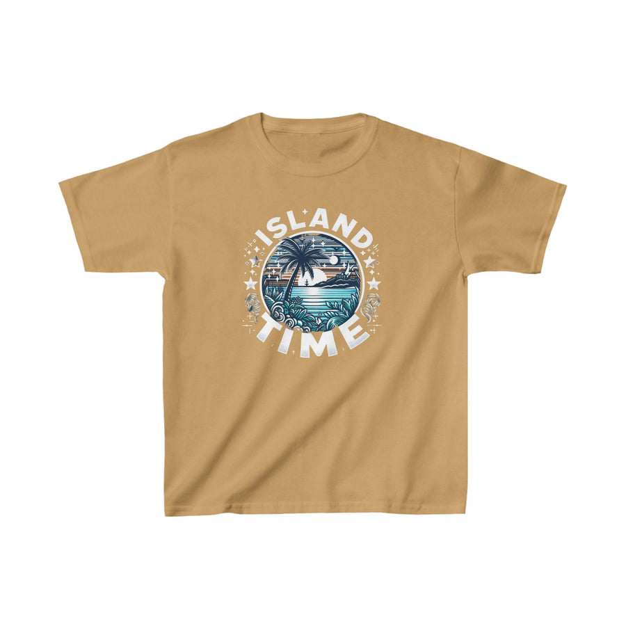 Kids Island Time Cotton Crew Neck  Printed T-Shirt Gildan