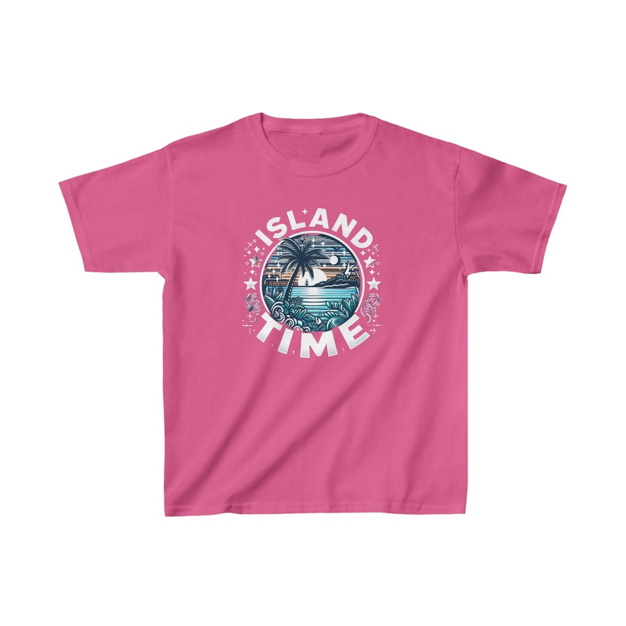 Kids Island Time Cotton Crew Neck  Printed T-Shirt Gildan