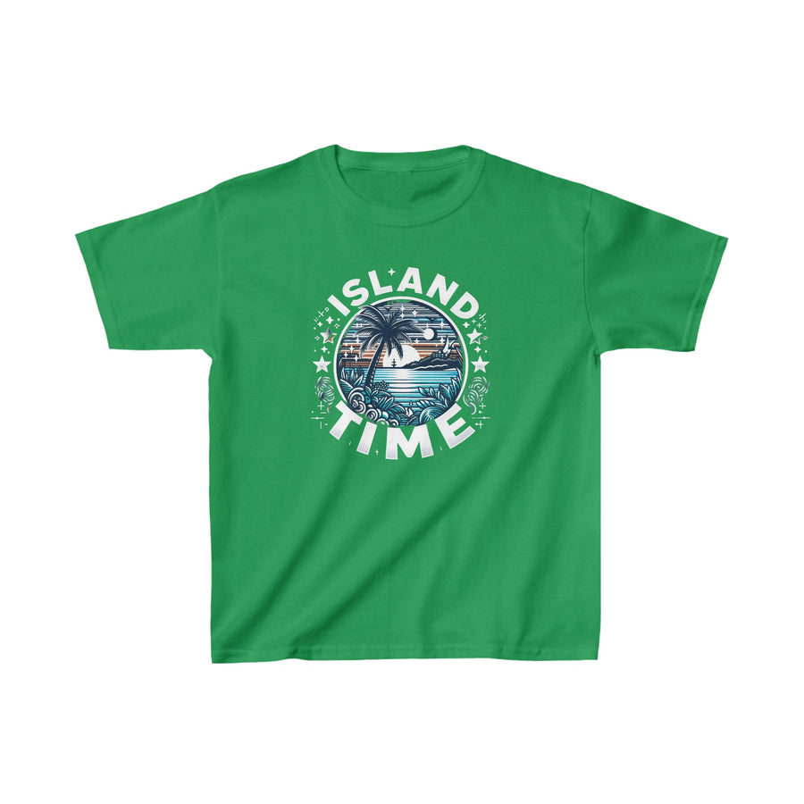 Kids Island Time Cotton Crew Neck  Printed T-Shirt Gildan