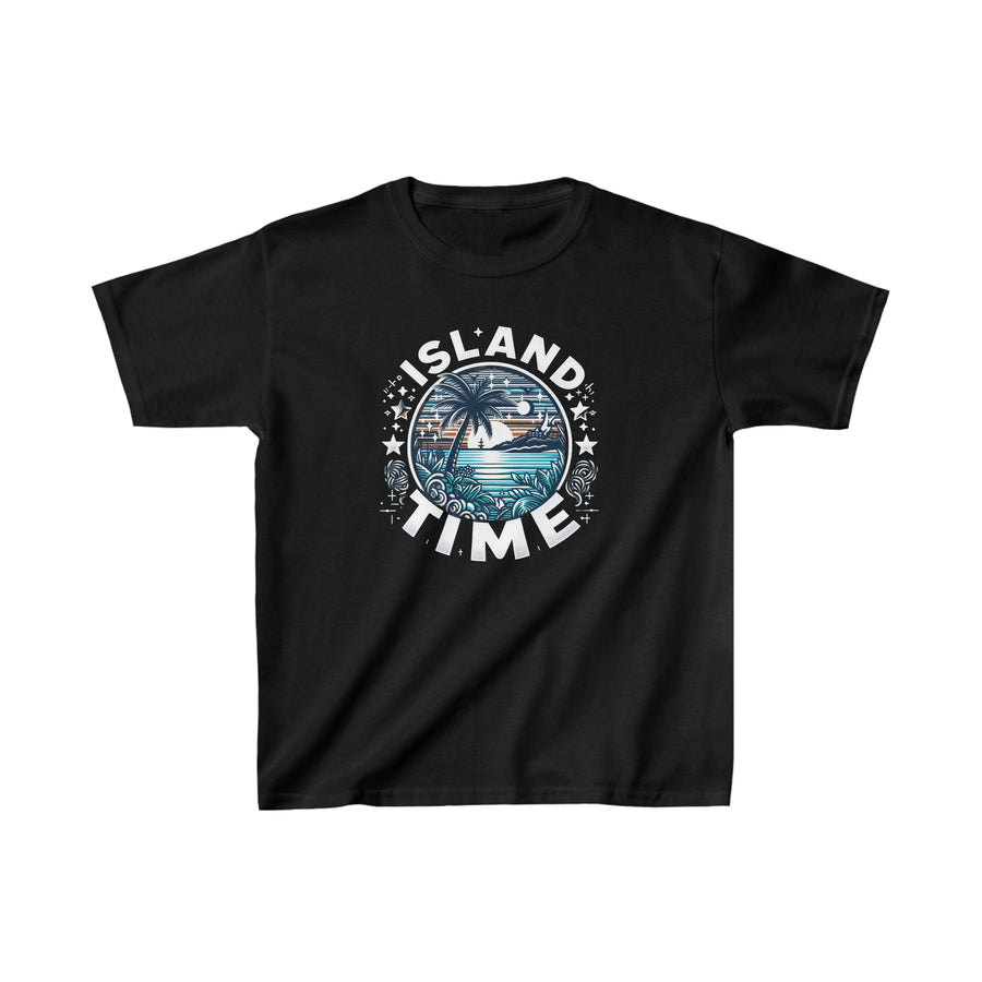 Kids Island Time Cotton Crew Neck  Printed T-Shirt Gildan