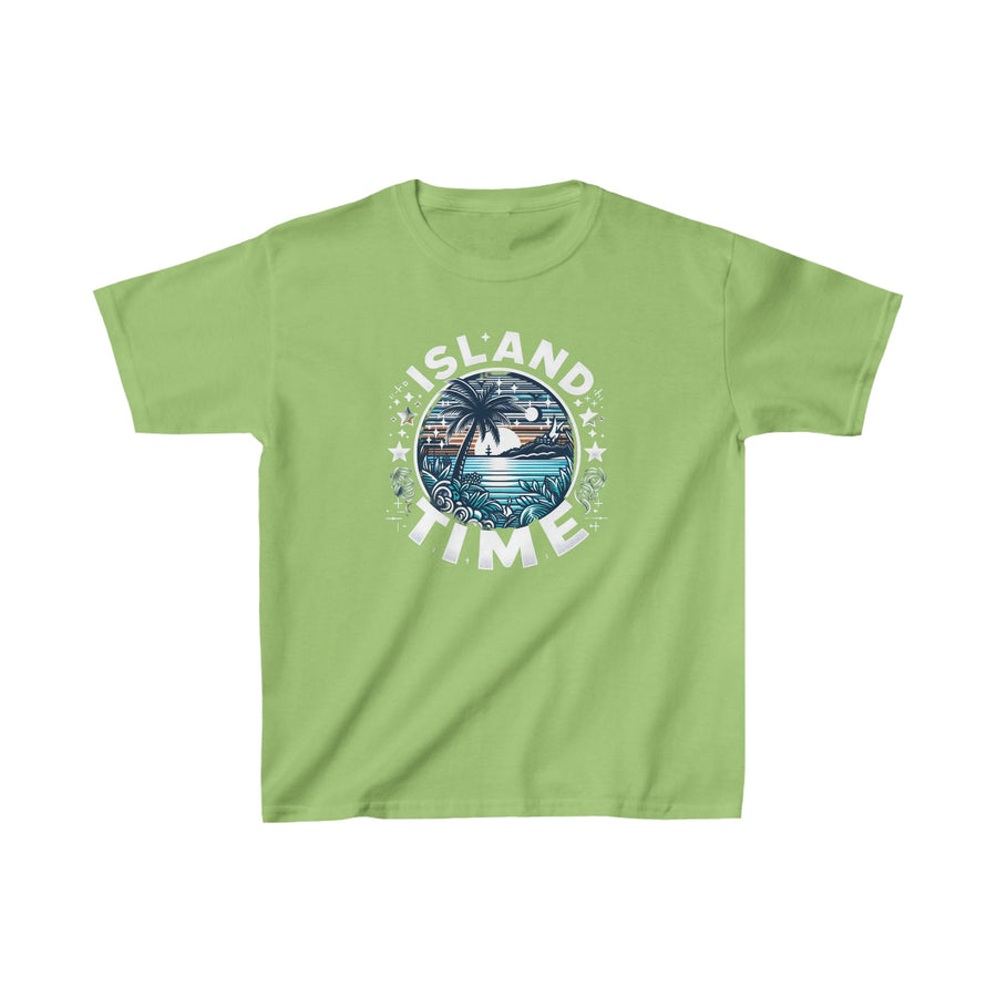 Kids Island Time Cotton Crew Neck  Printed T-Shirt Gildan