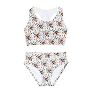 Girls Floral Design Two Piece Swimsuit (AOP)