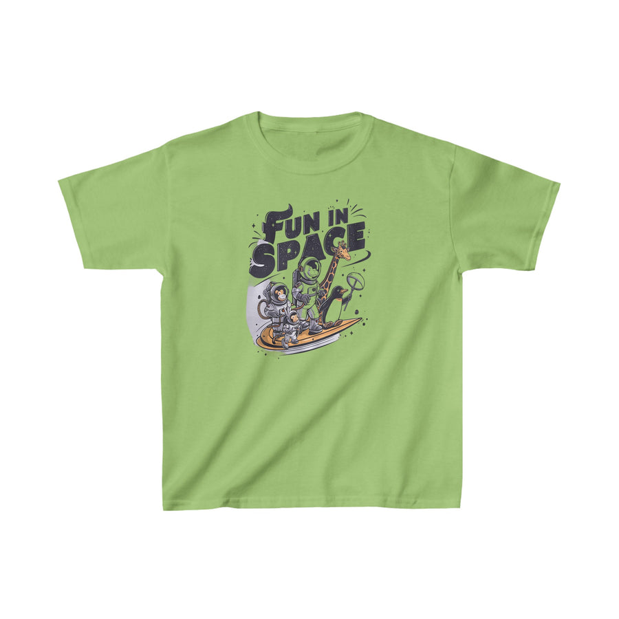 Kids Heavy Cotton Fun in Space Printed Tee