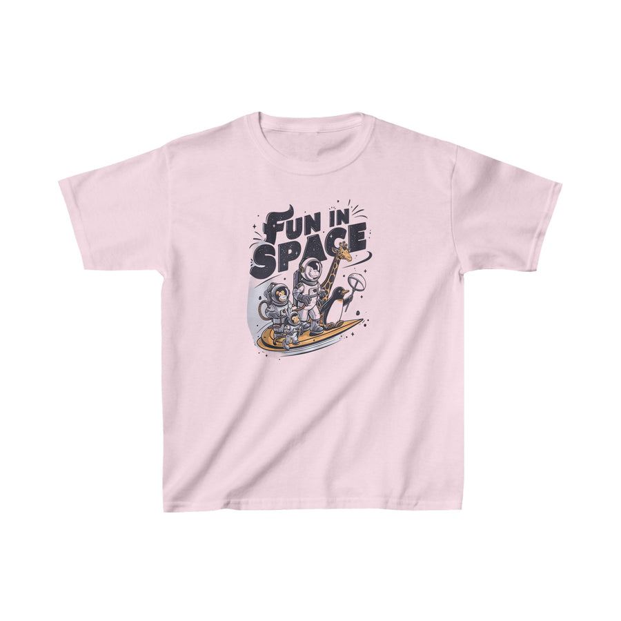 Kids Heavy Cotton Fun in Space Printed Tee