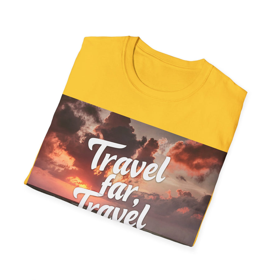 Travel far, Adventure Unisex Softstyle Printed Crew Neck T-Shirt