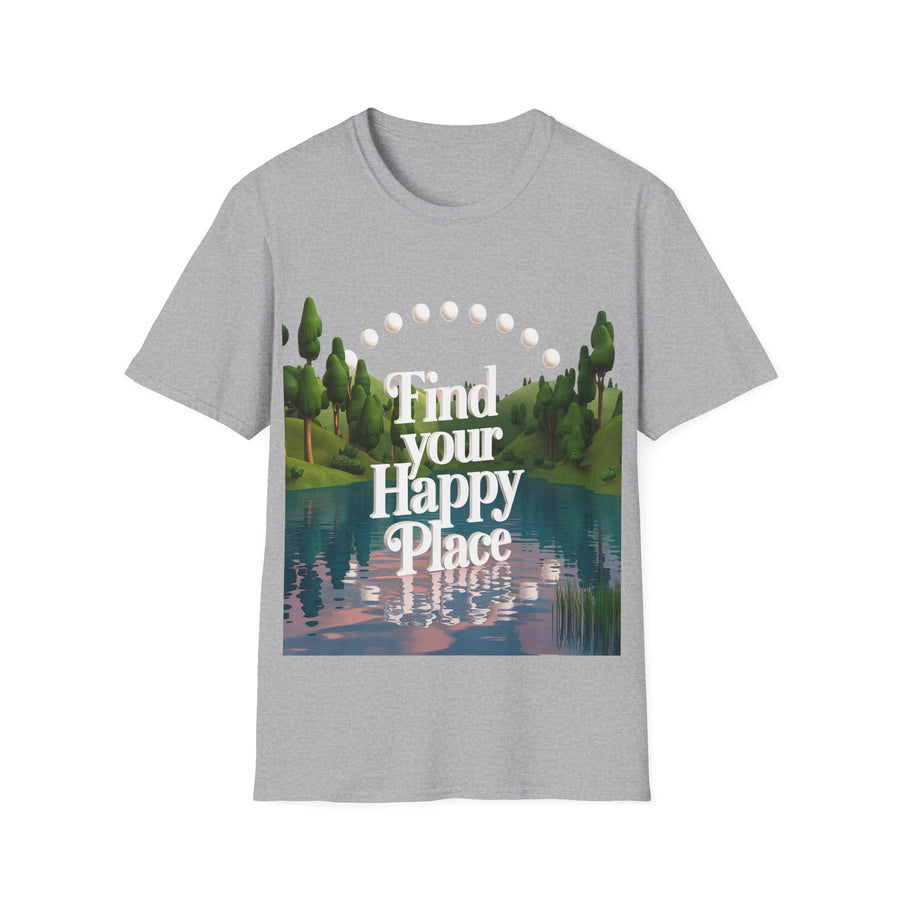 Happy Place Printed  Unisex Softstyle Crew Neck T-Shirt