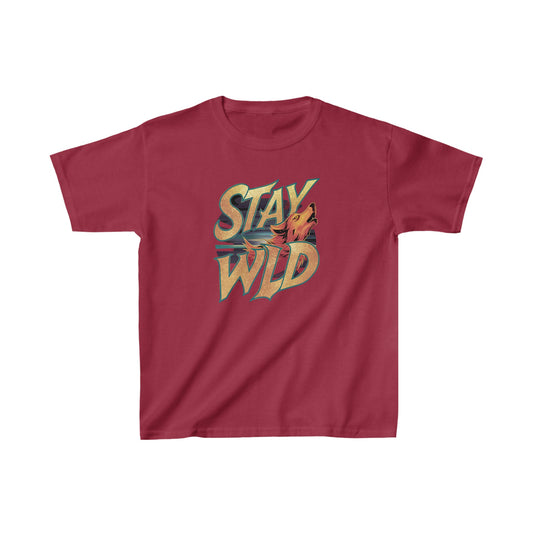 Kids Stay Wild Heavy Cotton Crew Neck  Printed T-Shirt Gildan