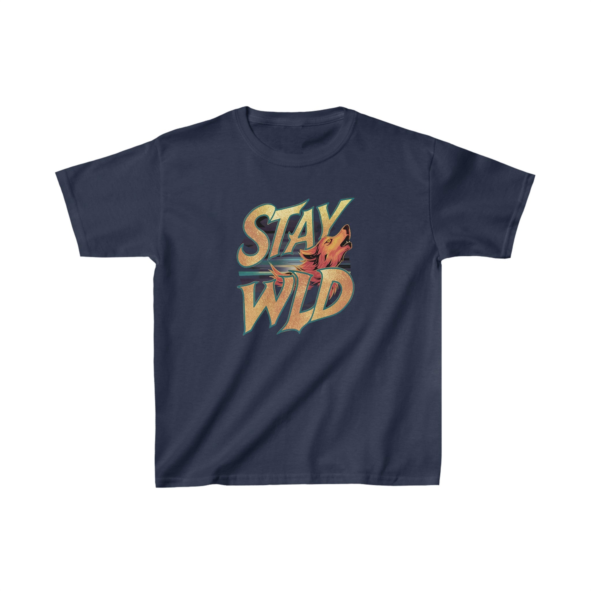 Kids Stay Wild Heavy Cotton Crew Neck  Printed T-Shirt Gildan