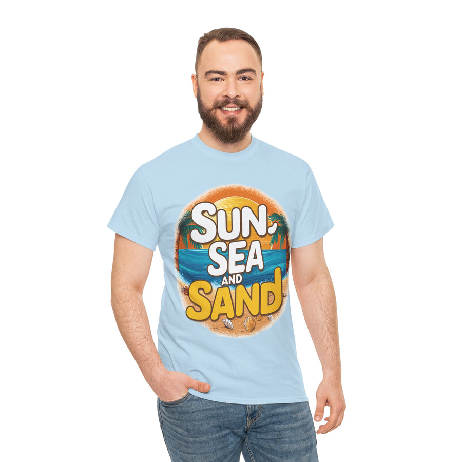 Gildan Sun Sea and Sand Printed Unisex Heavy Cotton Short Sleeve Tee