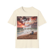 Travel far, Adventure Unisex Softstyle Printed Crew Neck T-Shirt